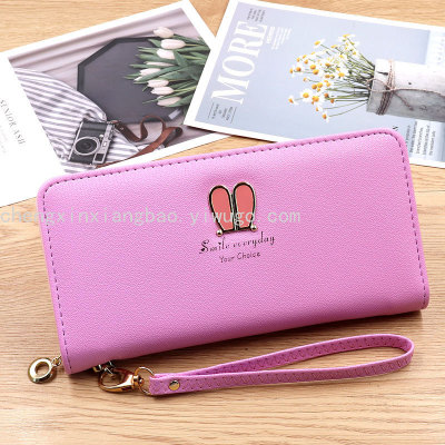 Women's Wallet Single-Pull Clutch Fashion Long Zipper Handbag Rabbit Ears Popular Wallet in Stock Wholesale