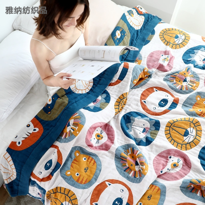 Yana Textile Summer Cartoon Cute Skin-Friendly Breathable Air Conditioning Blanket Five-Layer Cotton Gauze Towel Blanket