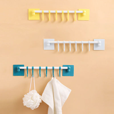 Steerable Towel Rack Punch-Free Bathroom Towel Rack Hook Single Rod Towel Bar Toilet Wall Hanging Storage Rack
