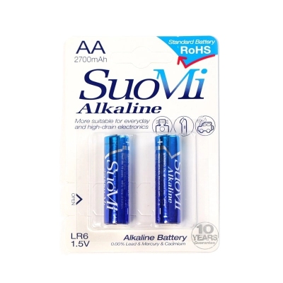 Suomi Blue Aluminum Film 2 Cards High Power Alkaline No. 5 Lr6aa No. 7 Lr03aaa Factory Direct Sales