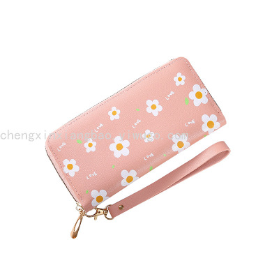Single-Pull Bag Women's Wallet Trendy Women's Bags Zipper Wallet Fashion Printing Large Capacity Change and Phone Clutch