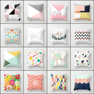 Pillow Elegant Geometric Sofa Living Room Short Plush Fabric Sample Room Decoration Cushion Lumbar Pillow (Car) Pillowcase