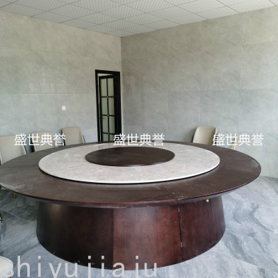 Company Internal Reception Solid Wood Electric Dining Table and Chair Club New Chinese Solid Wood Dining Table