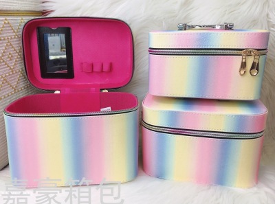 Summer Colorful Colored Frosted Storage Set New Girly Style Cosmetics Three-Piece Cosmetic Case