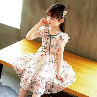 Girls' Summer 2021 New Dress Summer Children's Fashionable Princess Dress Teenager Clothing Little Girl Chiffon Dress