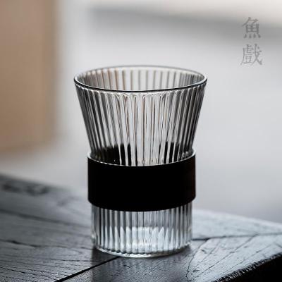 Anti-Scald Glass Single Cup Hammer Wood Grain Thick Heat-Resistant Water Cup Tea Ceremony Six Items Cup