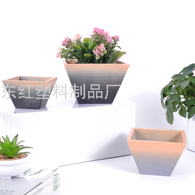 F1827 PB Plastic Flowerpot Melamine Flowerpot Imitation Porcelain Flowerpot Square Wood Grain Basin