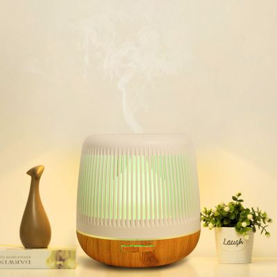 New 650ml Wood Grain Stripe Hollow out Colorful Light Humidifier Household Spray Mini Ultrasonic Aroma Diffuser