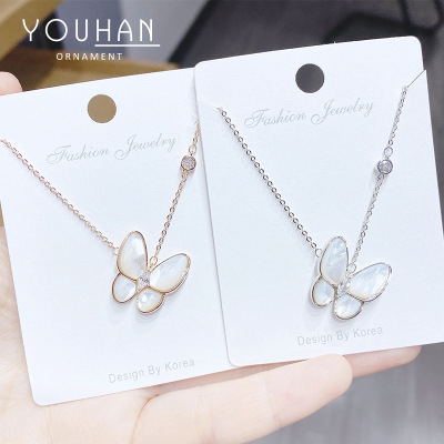 Fashion Fritillary Butterfly Necklace for Women Japanese and Korean New Internet Celebrity Same Style Micro Inlaid Zircon Clavicle Chain Necklace Factory Wholesale