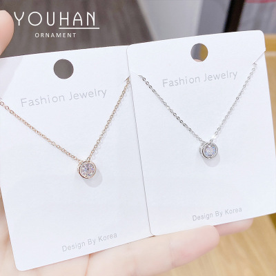 2020 New Micro Rhinestone Zircon Korean Style Clavicle Chain Mermaid Tears Necklace for Women Electroplated Real Gold Necklace Female Accessories