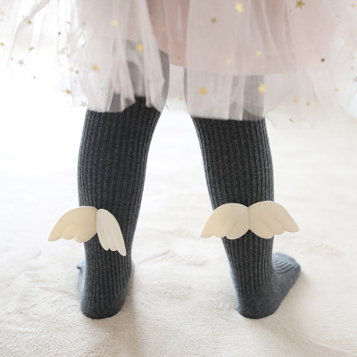 2021 New Children's Panty-Hose Japanese and Korean Style Double Needle Angel Wings Girls' Pantyhose Panty-Hose Baby Panty-Hose Socks