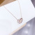 Korean Necklace Women's Fashion Korean-Style Rose Gold Ring Buckle Necklace Double Ring Diamond Inlaid Short Clavicle Chain Set Chain Women