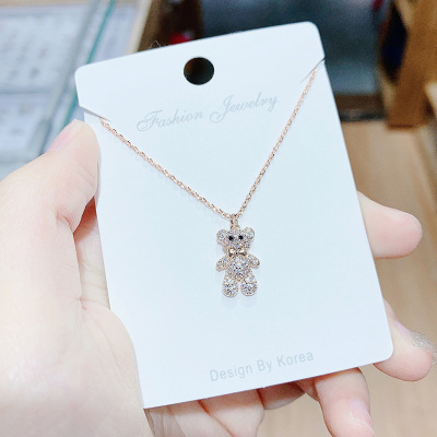 Tiktok Same Style Clavicle Chain Teddy Bear Pendant Necklace Female Fashion Accessories Simple Cute Jewelry Internet Celebrity