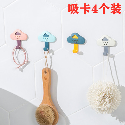 Punch-Free Double-Layer Raindrop Coat and Cap Sundries Hook Cloud Hook Strong Simple and Seamless Viscose Door Rear Storage Hook