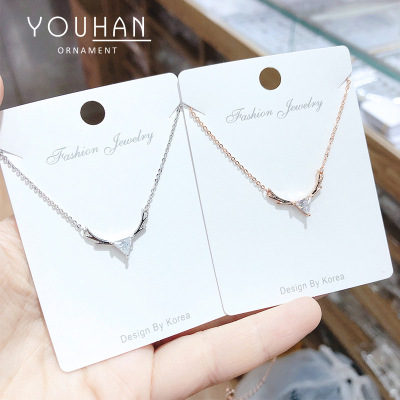 Bright Zircon Antlers Japanese and Korean Versatile Creative New Style Collarbone Necklace Jewelry for Girls Fashion Necklace Gifts for Girlfriend