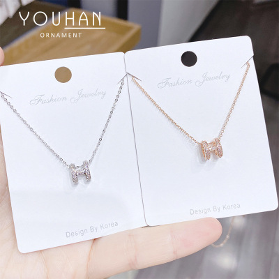 Cool Style Simple All-Match Letters Girls' Necklace Japanese and Korean New Popular TikTok Same Style Clavicle Chain Necklace Wholesale