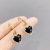 European and American Style Personalized Heart-Shaped Female Earrings Foreign Trade Cross-Border Ins Fashion Ornament Black Peach Heart Sterling Silver Needle Ear Studs