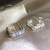 Korean Style Sterling Silver Needle Simple All-Matching Graceful Rectangular Bar Inlaid Zircon Single Row Ear Studs Earrings Female Accessories Factory Direct Supply