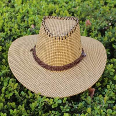 Western Cowboy Single-Sided Woven Straw Hat Spring and Summer New Sun Hat Outdoor Sun Hat Sun Hat for Men Wholesale