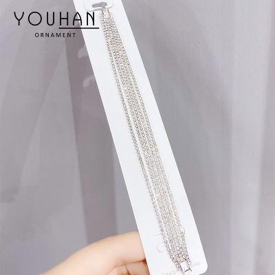 2020 New Korean Style Creative and Refined Jewelry Micro Inlaid Zircon Shiny Single Row Curved Bracelet Jewelry Wholesale