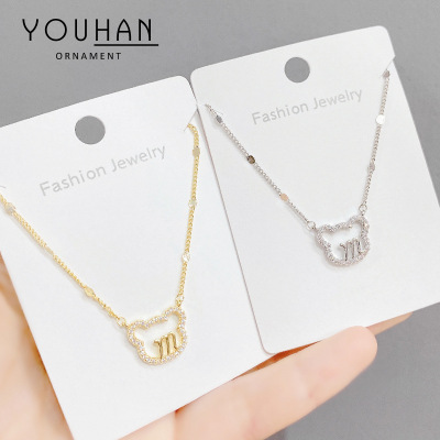 Korean Style Sense of Design Bear Necklace Female Niche 2021 New Light Luxury Clavicle Chain Accessories Necklace Jewelry Wholesale