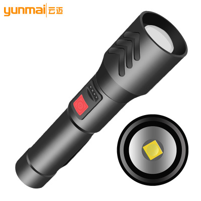 Cross-Border Xhp50 Flashlight with Pen Holder Built-in Battery USB Charging with Power Indicator Power Torch