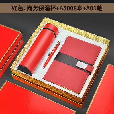 New Annual Meeting Business Gifts Vacuum Cup Set Custom Logo Signature Pen Notebook Gift Set
