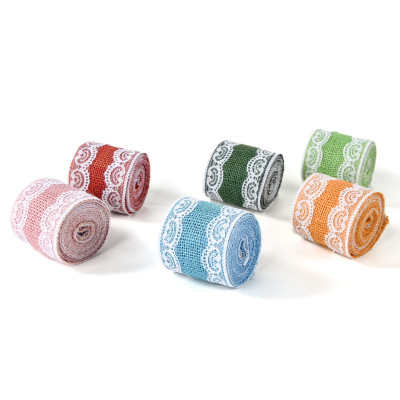 Colorful Linen Lace Edge Handmade DIY Personalized Fashion Flower Packaging Material Holiday Decoration Burlap Roll