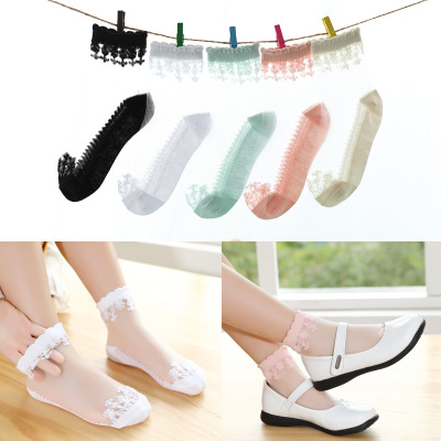 Floral Princess Girls' Stockings Spring and Autumn Thin Socks Children's Crystal Socks Summer New Baby Socks Lace