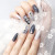 Hot Selling Product Pointed Diamond Set Diamond Nail 24 Pieces Finished Bride Nail Tip Fake Nails Aunt Ruby Blue