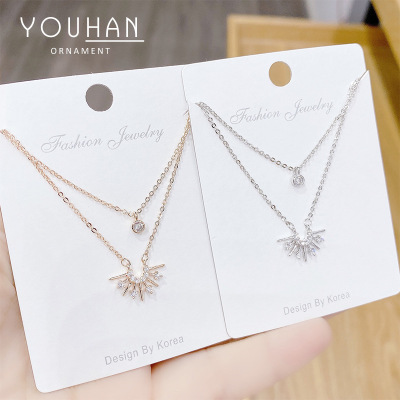 INS Fashion All-Match Sunrise Necklace TikTok Same Style Online Influencer Jewelry Little Celebrity Dual-Use Clavicle Chain Accessories Female