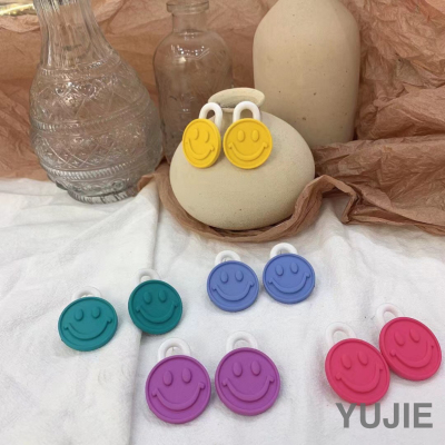2021 Funny Colorful Smiley Face Earrings Female Korean Ins Girly Temperamental Earrings Spring and Summer New Exaggerated Niche Ear