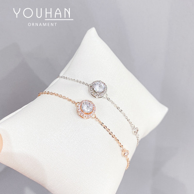 INS Series Single Zircon Girls' Bracelet Japanese and Korean New Simple Personality Elegant Jewelry Small Jewelry Factory Wholesale