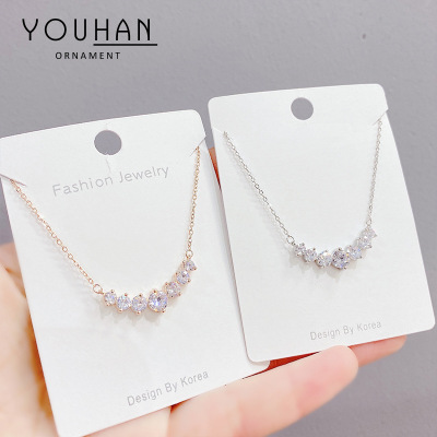 Electroplated Real Gold Necklace Women's Micro-Inlaid 3A Zircon Korean Style Fashion Short Necklace Student Girlfriends Gift Jewelry Jewelry