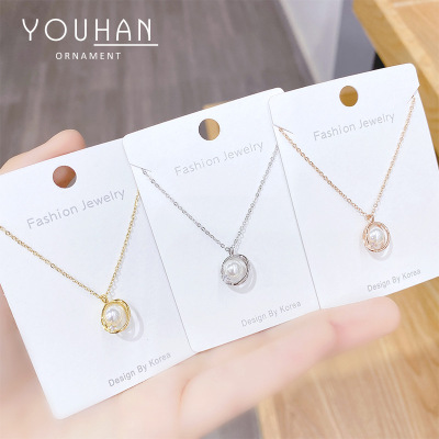 2020 New Pearl Necklace for Women Ins Temperament Petals Clavicle Chain Trendy Internet Celebrity Isn Style Pendant for Girlfriend