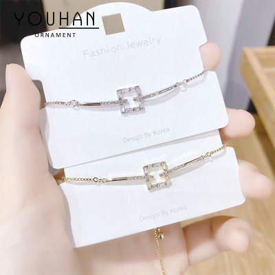 Internet Celebrity Ins Delicate Super Shining Zircon Pull Bracelet Female Adjustable Korean Rhinestone Bracelet Ornament Source Factory