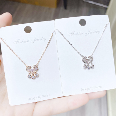 Korean Style Trendy Longevity Lock Necklace Colorfast Fashionable Temperamental All-Match Clavicle Chain Women's Necklace Ornament Accessories Wholesale