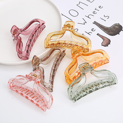 Korean Fashion Ins Transparent Catch Gap Former Red Candy Color Shower Updo Claw Clip Ponytail Hairpin