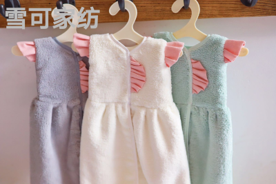 Hand Towel Princess Dress Coral Fleece Thickened Hanging Cartoon Kitchen Towel Hanging Bathroom Decoration Gift