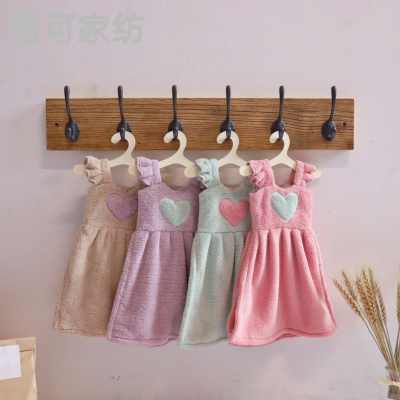 Hand Towel Lovely Princess Dress Coral Fleece Polyester Brocade Thickened Hanging Absorbent Kitchen Towel Hanging Gift