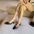 2021 Spring and Summer New Korean Style Bag Toe Sandals Low-Cut Ankle-Strap Buckle Wine Cup Heel Back Empty High Heel Western Style All-Matching Pumps Women