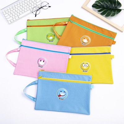 New Candy Series Fresh and Waterproof Oxford Cloth Document Bag Single Double Layer Student Exam Stationery Storage Information Bag