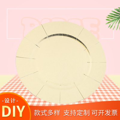 round Deep Concave Molding Paper Pallet Rose Pattern Disposable Tray Gold and Silver Bright Color Disposable Paper Tray Paper Pallet Customizable