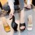 Popular Summer New Style Diamond Plaid French Style Sandals Women's Outer Wear Square Toe High Heels Stiletto Heel Half Support Sandals