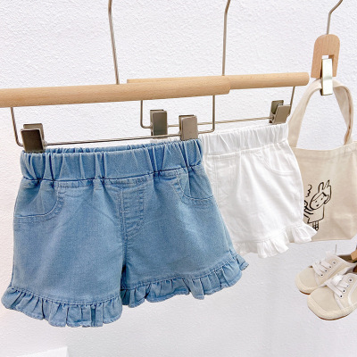 Girls' Summer Clothes Children's Denim Shorts 2021 New Baby Leisure Pants Thin Western Style Bud-Shaped Pants Children's Clothing Summer