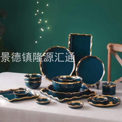 Jingdezhen Ceramic Color Glaze Baking Tray Coffee Cup Handle Tray Microwave Oven Special Steam Box Oven Seasoning Jar
