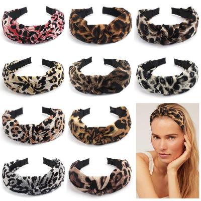 New Internet Celebrity Women's Leopard Print Knotted Wide Headband Stylish Simple and Versatile Crossed Headband Headdress Wholesale