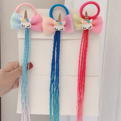 Children Girl Ice and Snow Pony Long Hair Braid Hair Rope Ribbon Wig Hair Accessories Rubber Hair Accessories Barrettes Color H