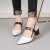 British Style Sandals for Women Summer 2020 New All-Match High Heel Thick Heel Toe Box Simple Pointed-Toe Hollowed Pumps Women
