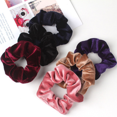 New Autumn and Winter Thickening Solid Color Flannel Headdress Flower Hair Rope Simple All-Match Hair Band Hairband Jewelry Female Juxin